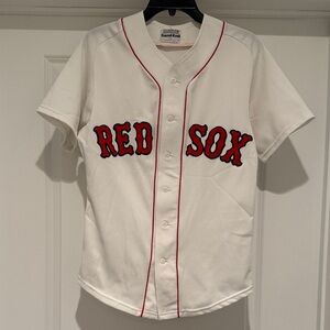 VTG 80s Sand Knit Medalist Made in USA Button Jersey MLB RED SOCKS 36 / S EUC